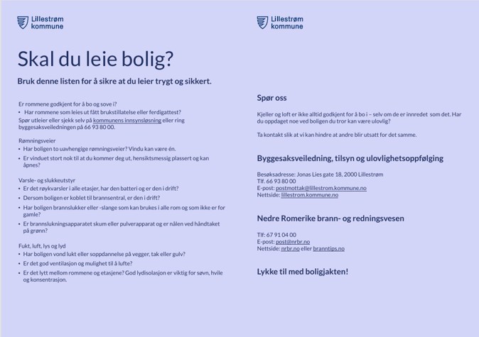 Sjekkliste for alle som  skal leie bolig